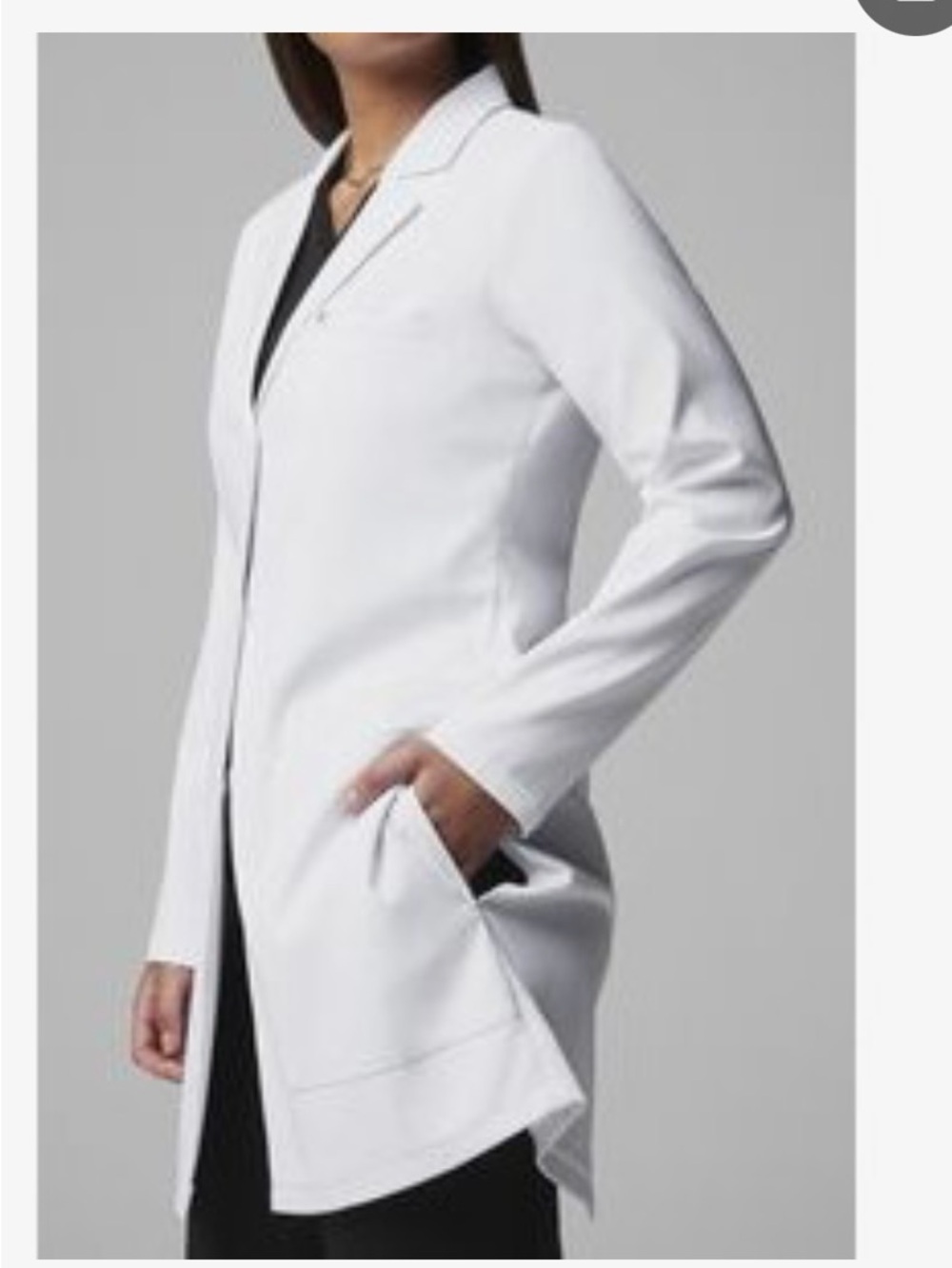 Fabletics Axis stretch White Women's Lab Coat Classic Long Medical Jacket sz XL - Picture 5 of 10